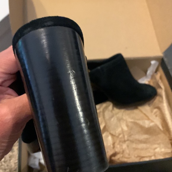 Frye Karissa mule black suede stacked heel size 8.5 - Picture 4 of 6